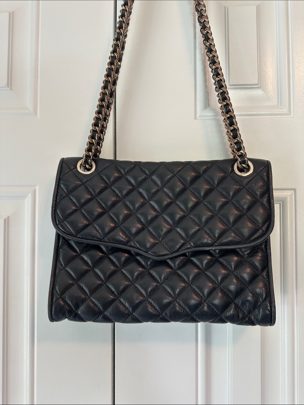 Rebecca Minkoff Black Quilted Shoulder Bag with Chain-Strap